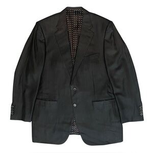 d’Avenza Cashmere Silk Black Pinstripe Sport Coat Blazer Men 46L (US) / 56L (IT)